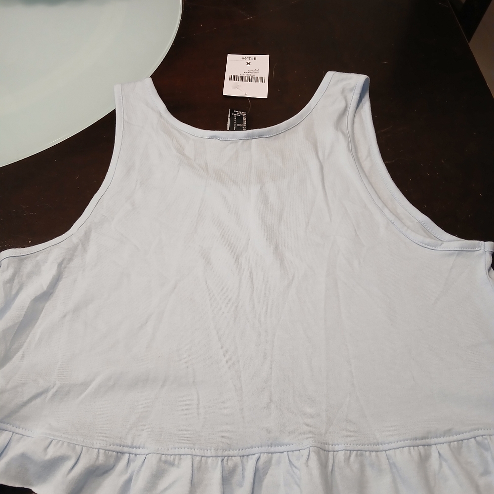 NEW Forever 21 girl's top light blue Sz S with butterfly - Picture 4 of 5